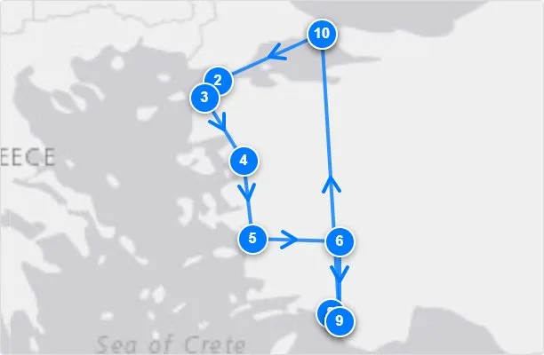 Anzac Day & Mediterranean By Gulet route map